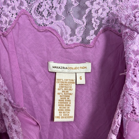 MaxAzria Collection Cotton Pink Lace Neck and Hem Maxi slip chemise size 6 - Picture 4 of 16